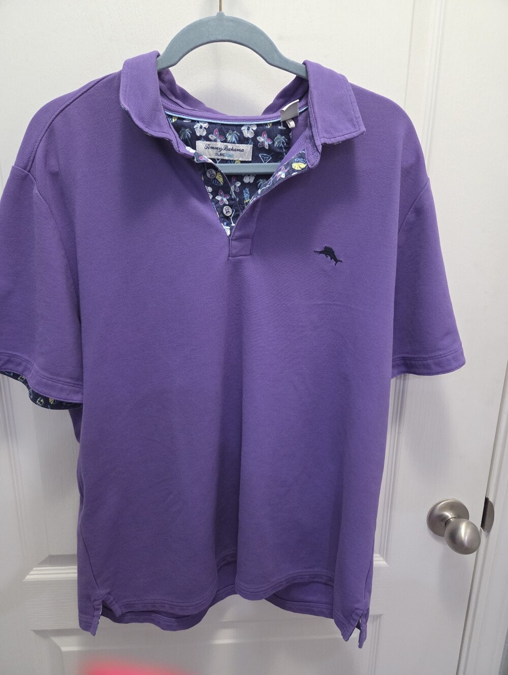 Tommy Bahama Purple Polo with Printed Inner Placket